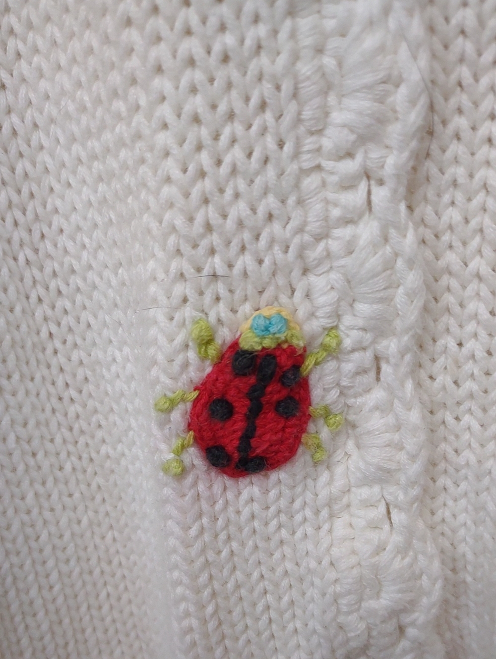 Curio Vintage White Knit Cottage-Style BU Cardigan Whimsical Decorative Buttons - Picture 8 of 15